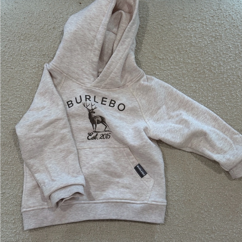 BURLEBO Kids Light Heather Gray Hoodie with Stag Graphic